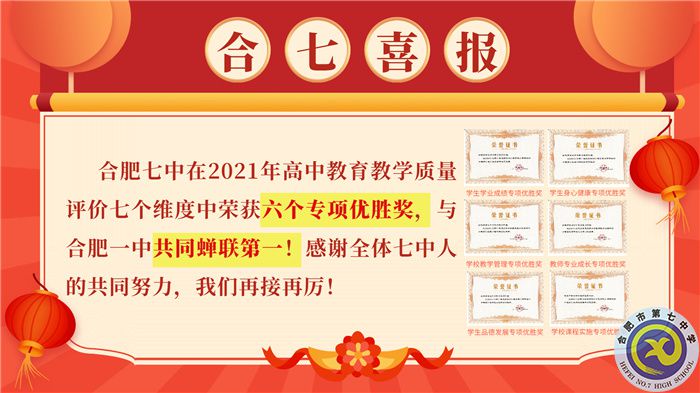 合肥七中在2021你那高中教学质量评价中荣获六个A专项优胜奖,与合肥七中共同蝉联第一!.jpg 合肥七中在2021你那高中教学质量评价中荣获六个A专项优胜奖,与合肥七中共同蝉联第一!.jpg