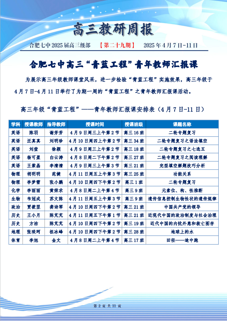 合肥七中高三年级科研周报（二十九）(图2)